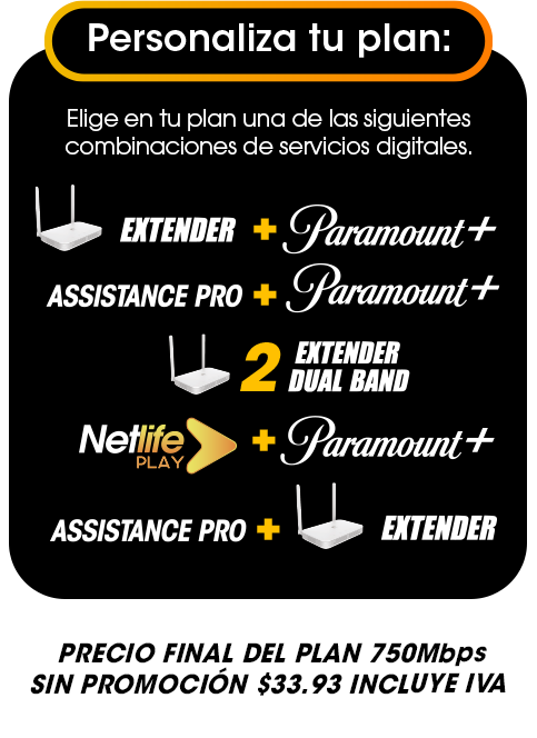 Personaliza tu plan de 750Mbps